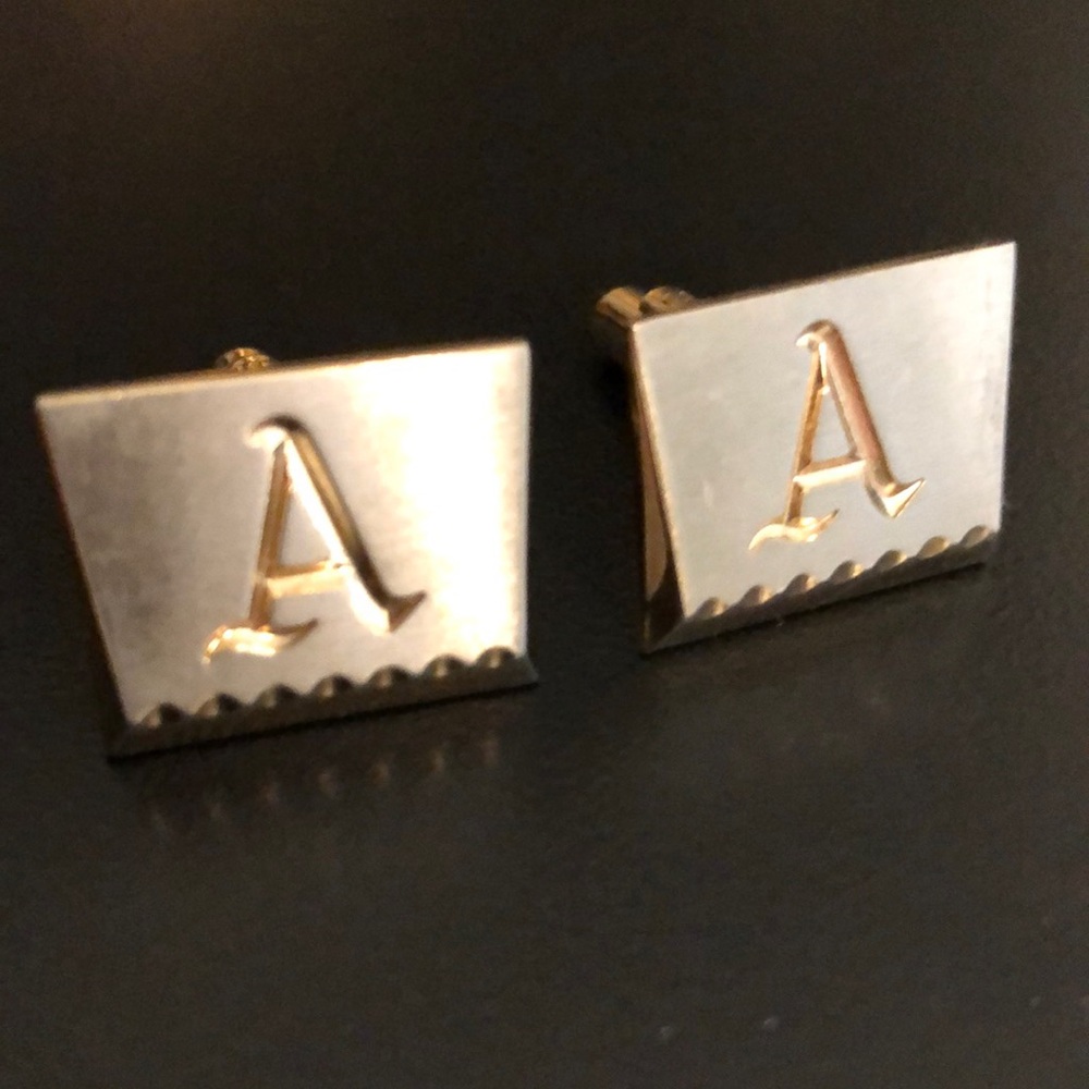 Vintage HICKOK Gold Initial 'A' Cufflinks